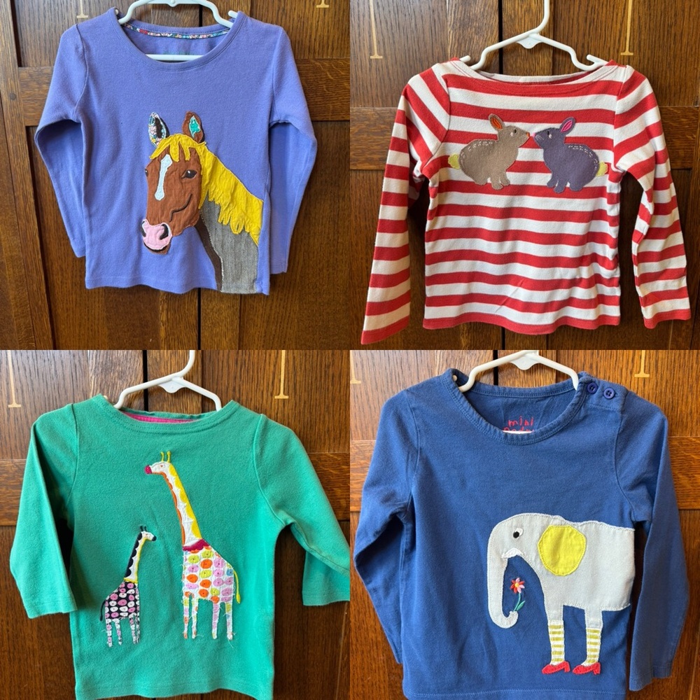 Lot of 4 Mini Boden Long Sleeve Shirts size 2-3